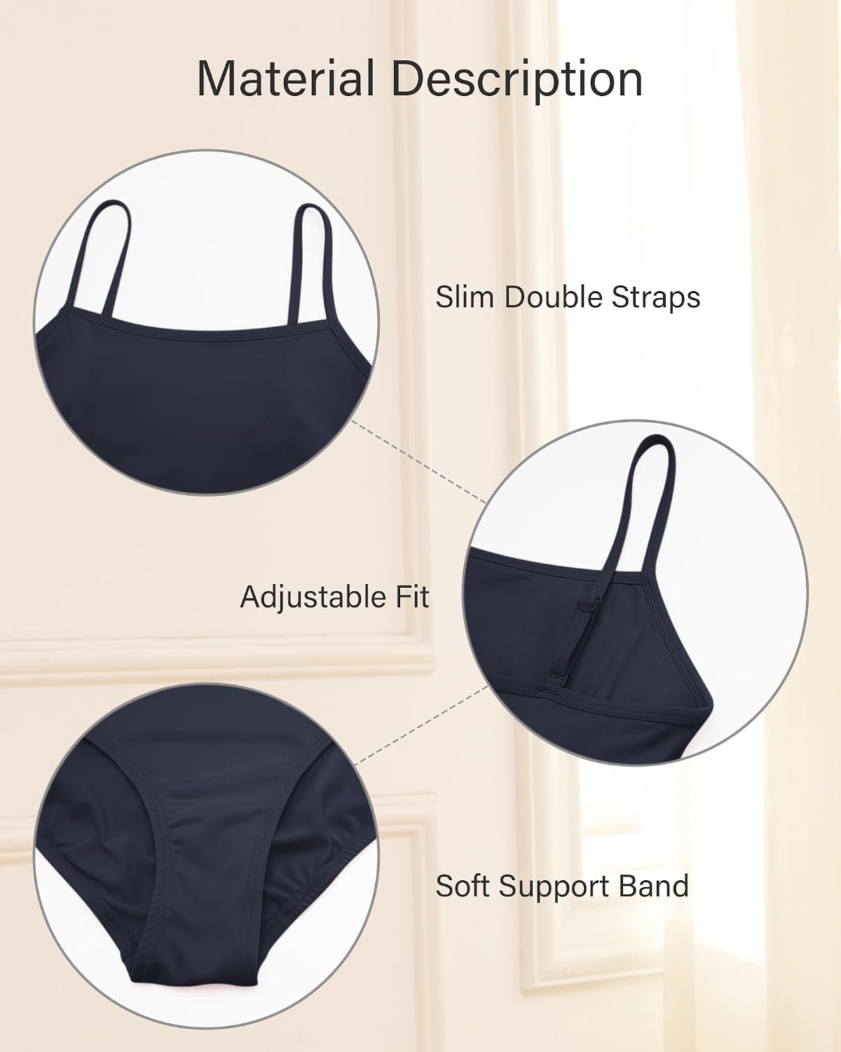 Stelle Women’s Ballet Leotard for Dance Scoop Neck Double Lined Bodysuit(Navy)