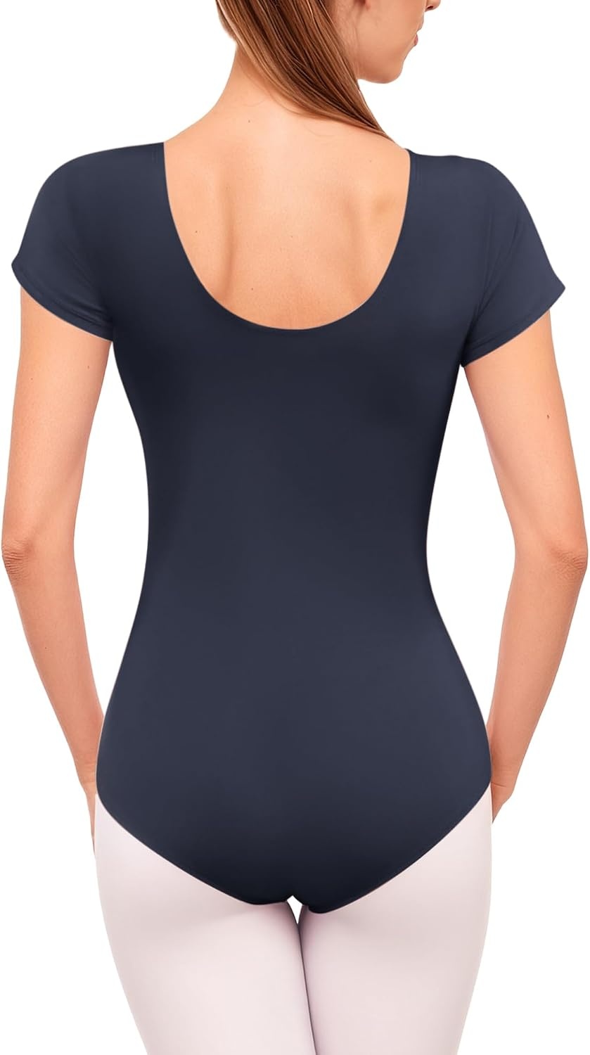Stelle Women’s Ballet Leotard for Dance Scoop Neck Double Lined Bodysuit(Navy)