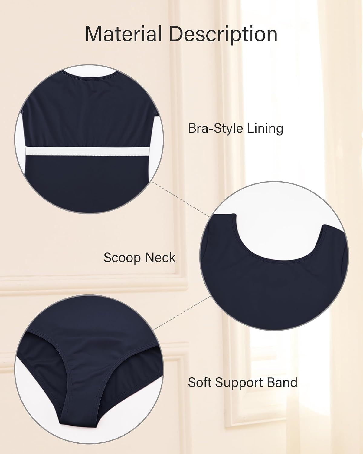 Stelle Women’s Ballet Leotard for Dance Scoop Neck Double Lined Bodysuit(Navy)