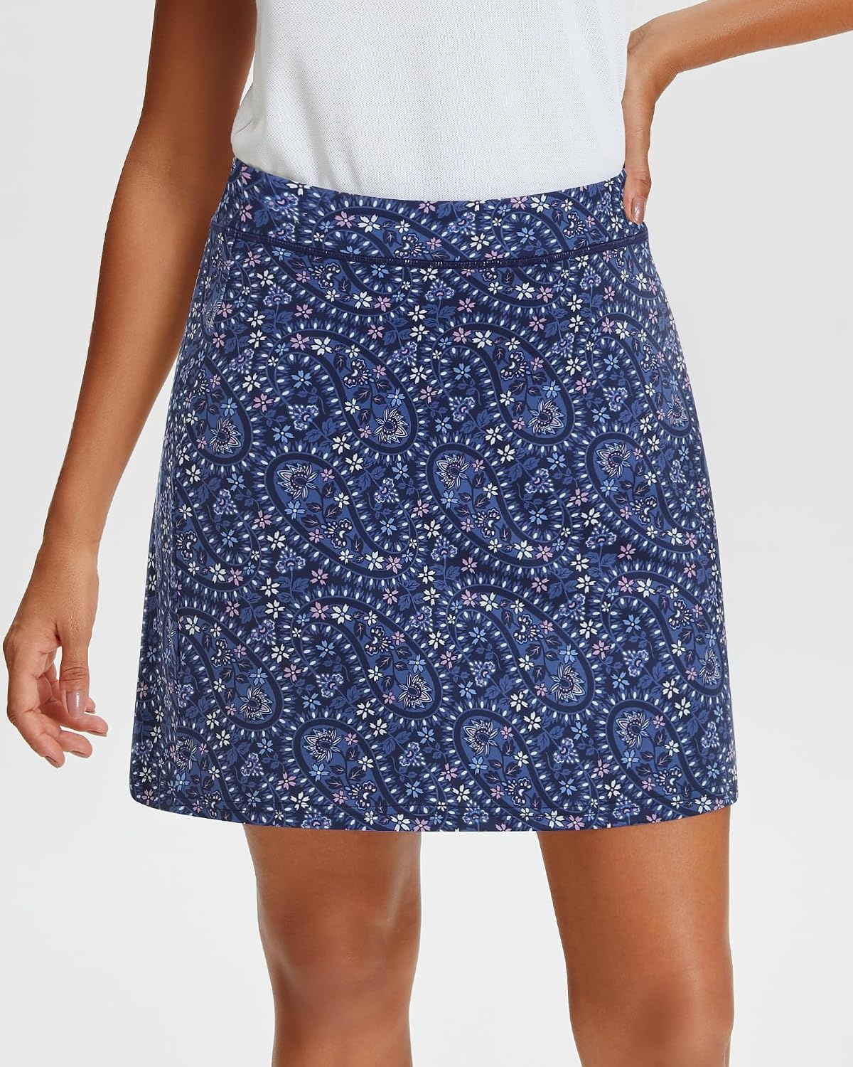 Stelle 17″ Golf Skirts for Women Pickleball Tennis Skorts with 2 Pockets | Athletic Skorts, High Waisted, Tummy Control, Built-In Shorts, Flattering Fit, Side Slits, Running(Whirl Paisley Print)