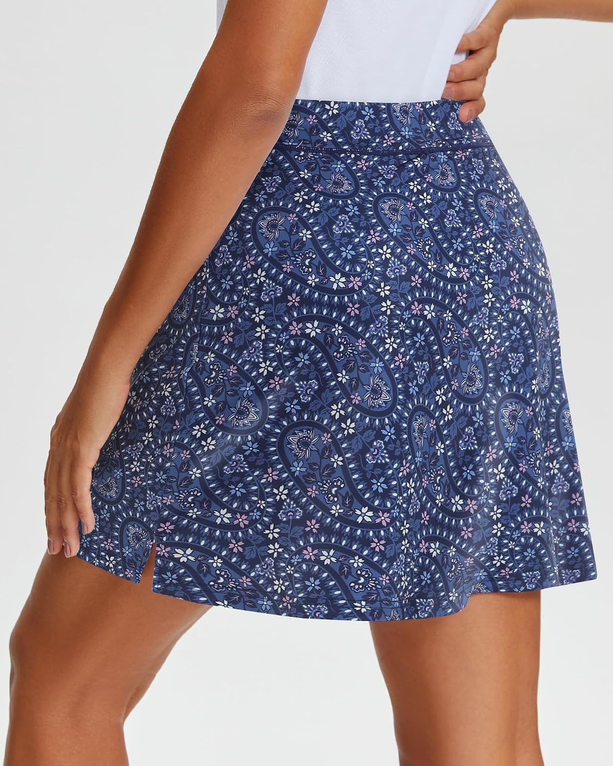 Stelle 17″ Golf Skirts for Women Pickleball Tennis Skorts with 2 Pockets | Athletic Skorts, High Waisted, Tummy Control, Built-In Shorts, Flattering Fit, Side Slits, Running(Whirl Paisley Print)