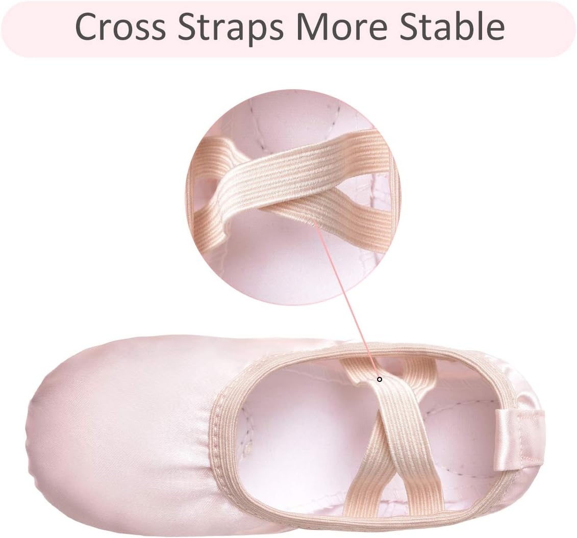 Stelle Ballet Shoes for Girls Satin/Ribbons Ballet Slippers Dance Shoes(Toddler/Little/Big Kids)(Ballet Pink(no Ribbon))