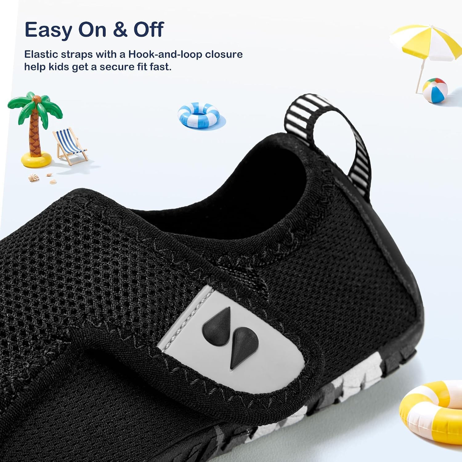 Stelle Toddler Water Shoes Kids Barefoot Non-Slip(Black)