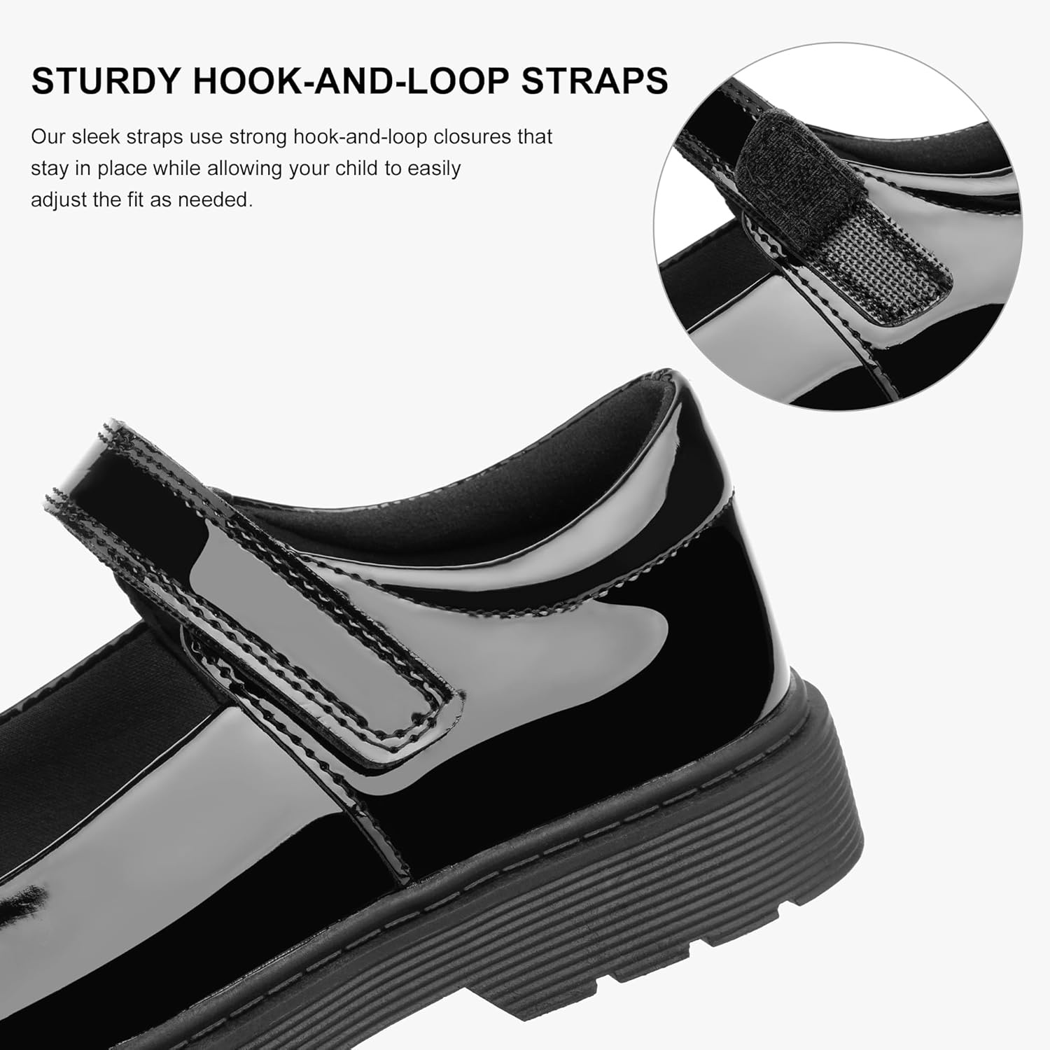 Stelle Girls Mary Jane Shoes School Uniform Flats Dress Shoes Detachable Bow Chunky Formal for Little/Big Kids(Publack Pat)