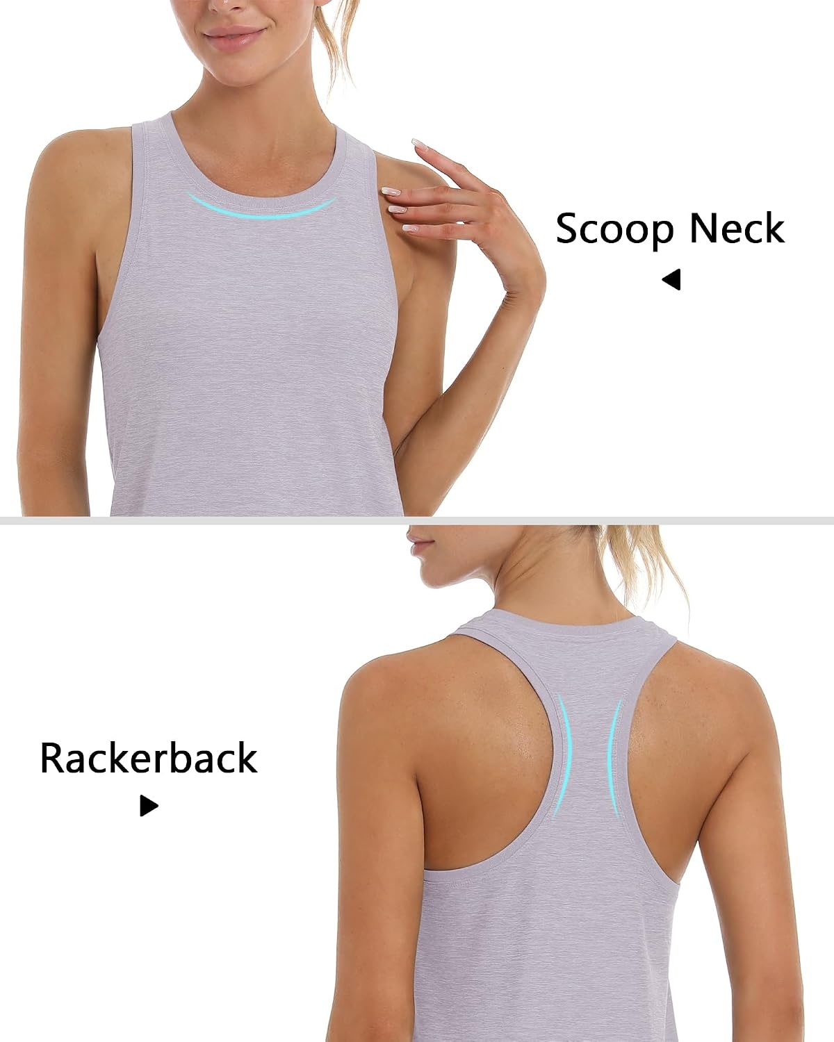 Stelle Womens Tank Tops Workout Gym Exercise Athletic Yoga Tops Racerback Running Tank Top Loose Fit(Heather Lavender)