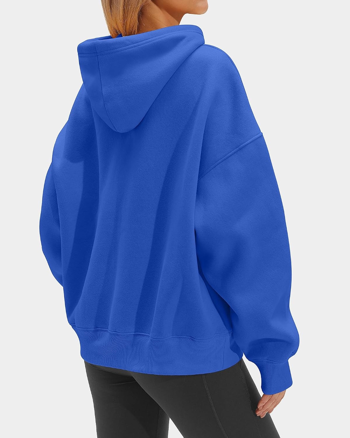 Stelle Women’s Oversized Fleece Hoodie Printed Cuff Fall Sweatshirts(Blue)