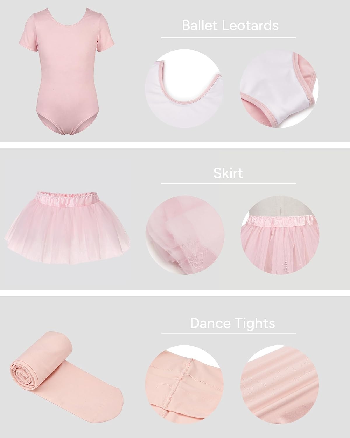 Stelle Girls Ballet Leotards Dance Outfits with Skirt and Footed Tights(03-ballet Pink (Tutu Skirt))