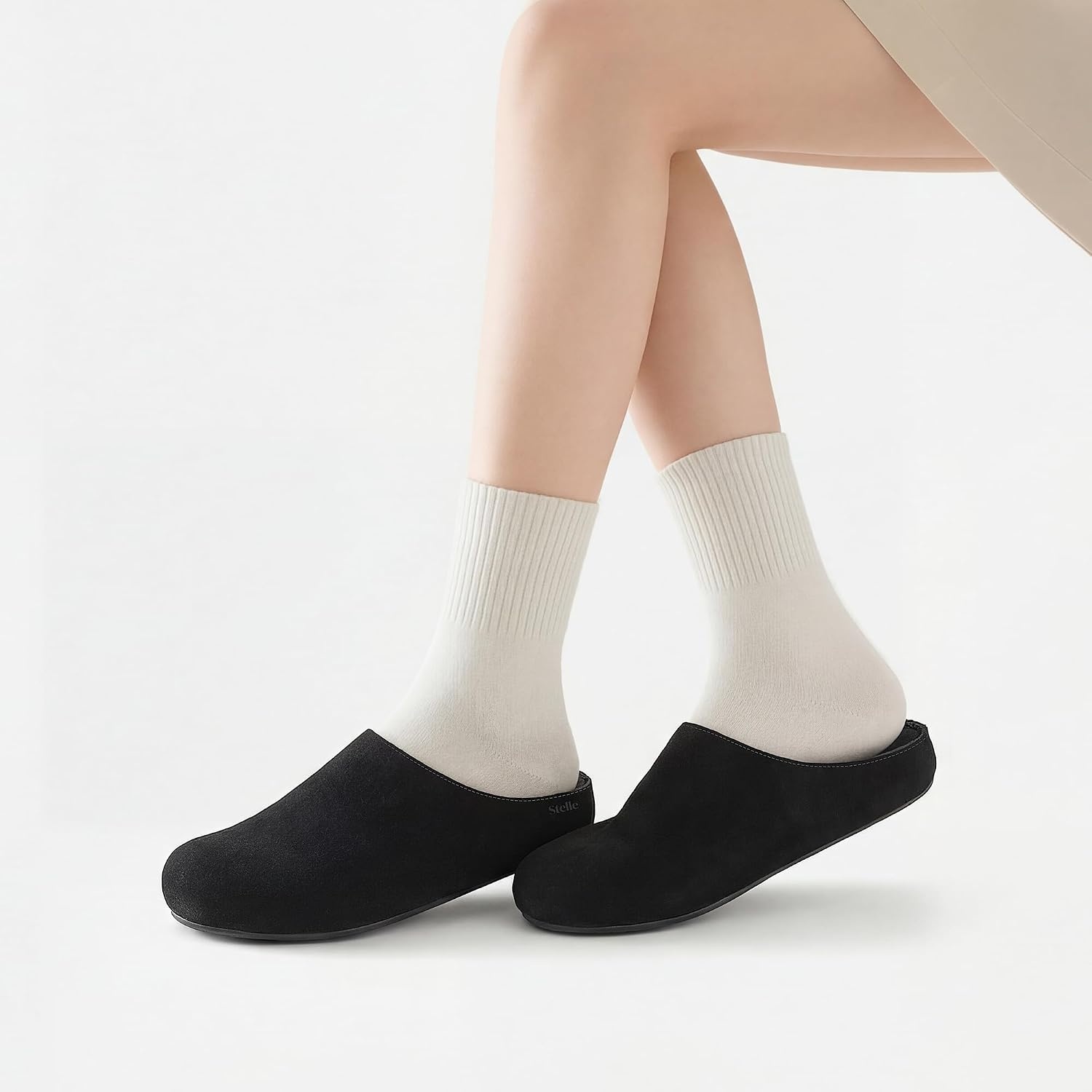 Stelle Clogs Women Mens Suede Potato Shoes Slip on Slippers(Black-genuine Suede)