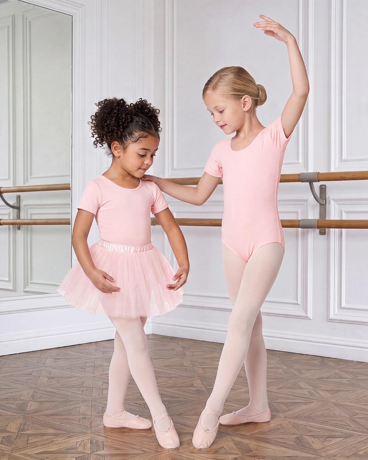 Stelle Girls Ballet Leotards Dance Outfits with Skirt and Footed Tights | Crew neck, Removable ballet skirt, Durable footed tights, Fully lined front, High elasticity & durable, Breathable(03-ballet Pink (Tutu Skirt))