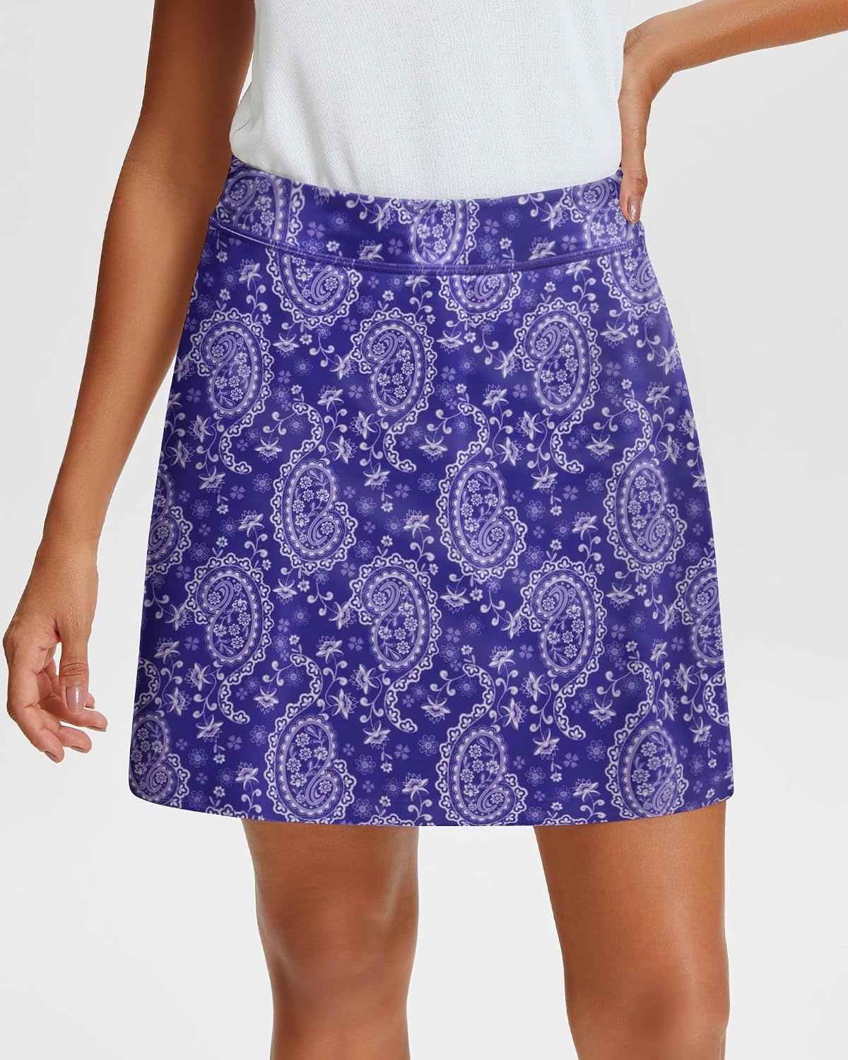 Stelle 17″ Golf Skirts for Women Pickleball Tennis Skorts with 2 Pockets(Royal Paisley Print)