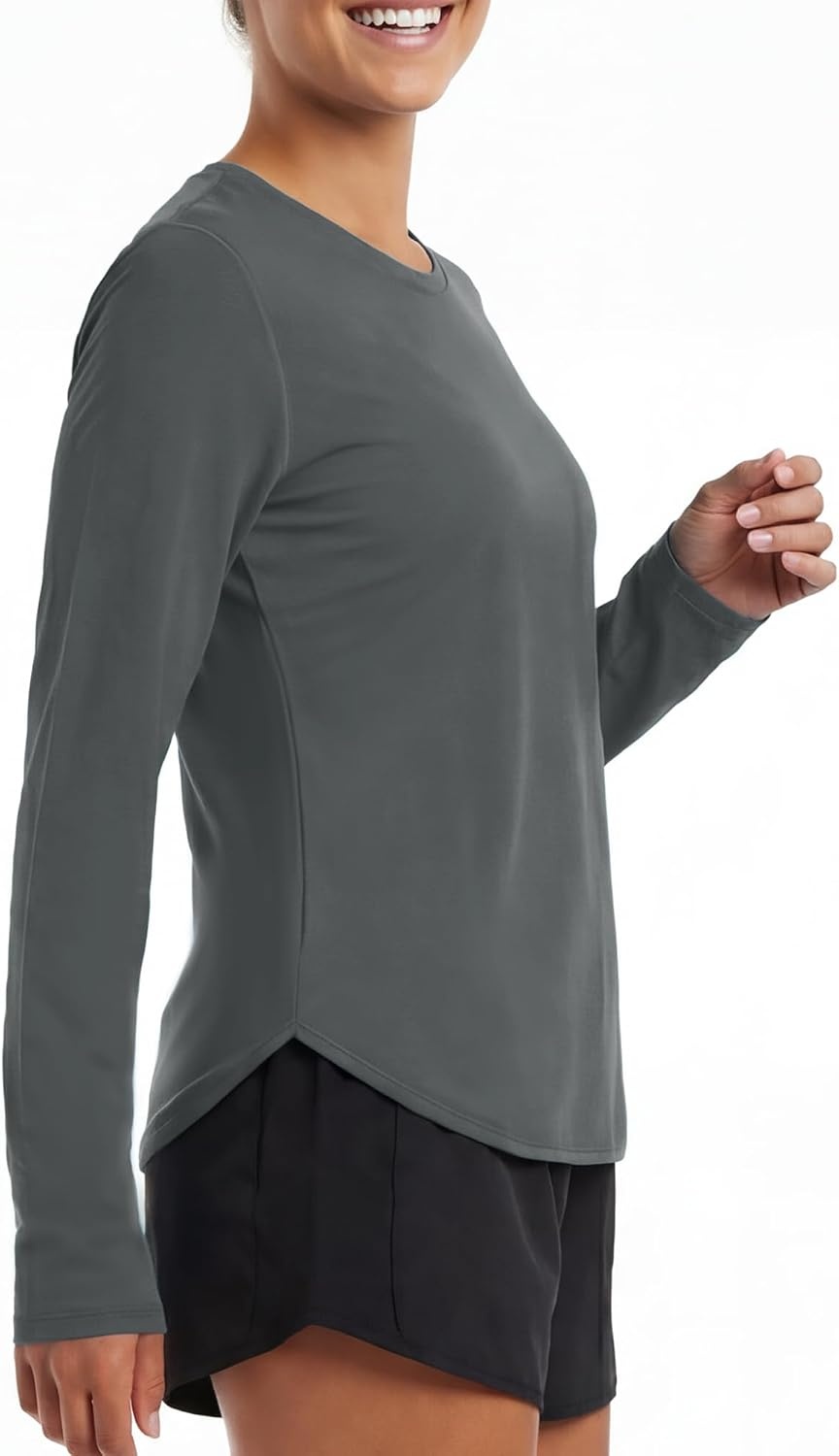 Stelle Women’s Long Sleeve Sun Shirts Quick Dry Workout Top(Dark Grey)