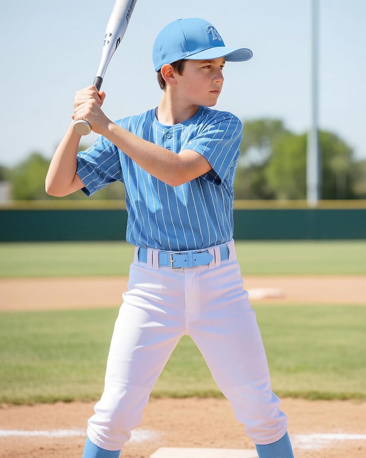 Stelle Baseball Softball Belt Elastic Adjustable Girls Boys Youth Adults | Secure Metal Buckle, Comfortable Stretch Fit, Fastpitch, Tee Ball, Uniform, Practice, Game Day, Durable, Women, Men(Sky Blue)