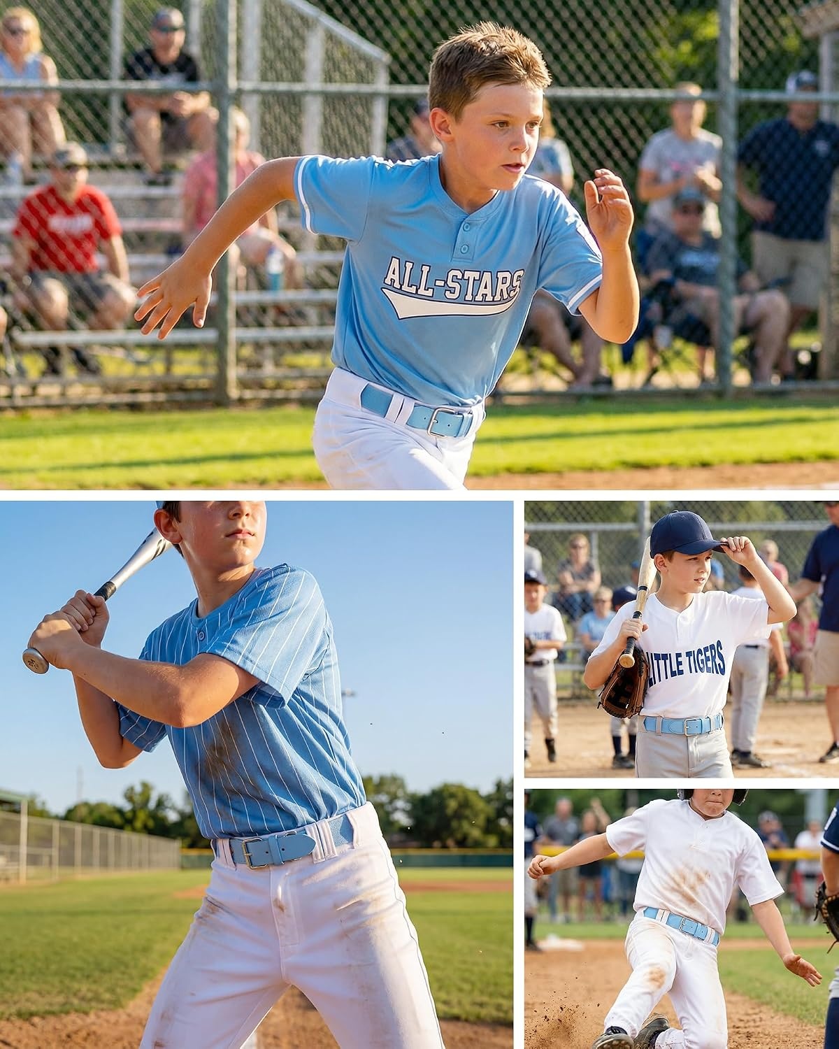 Stelle Baseball Softball Belt Elastic Adjustable Girls Boys Youth Adults | Secure Metal Buckle, Comfortable Stretch Fit, Fastpitch, Tee Ball, Uniform, Practice, Game Day, Durable, Women, Men(Sky Blue)