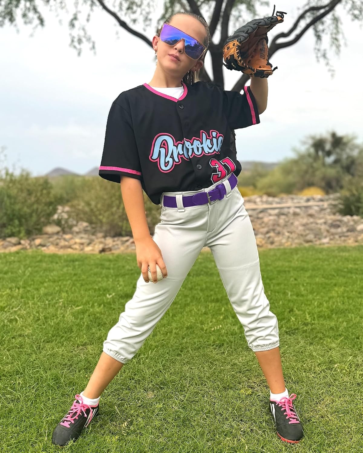 Stelle Baseball Softball Belt Elastic Adjustable Girls Boys Youth Adults | Secure Metal Buckle, Comfortable Stretch Fit, Fastpitch, Tee Ball, Uniform, Practice, Game Day, Durable, Women, Men(Purple)