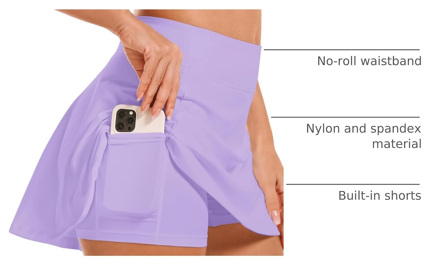 Stelle Women’s Tennis Golf Skirts High Waisted Athletic Skorts with Pockets(Lilac)