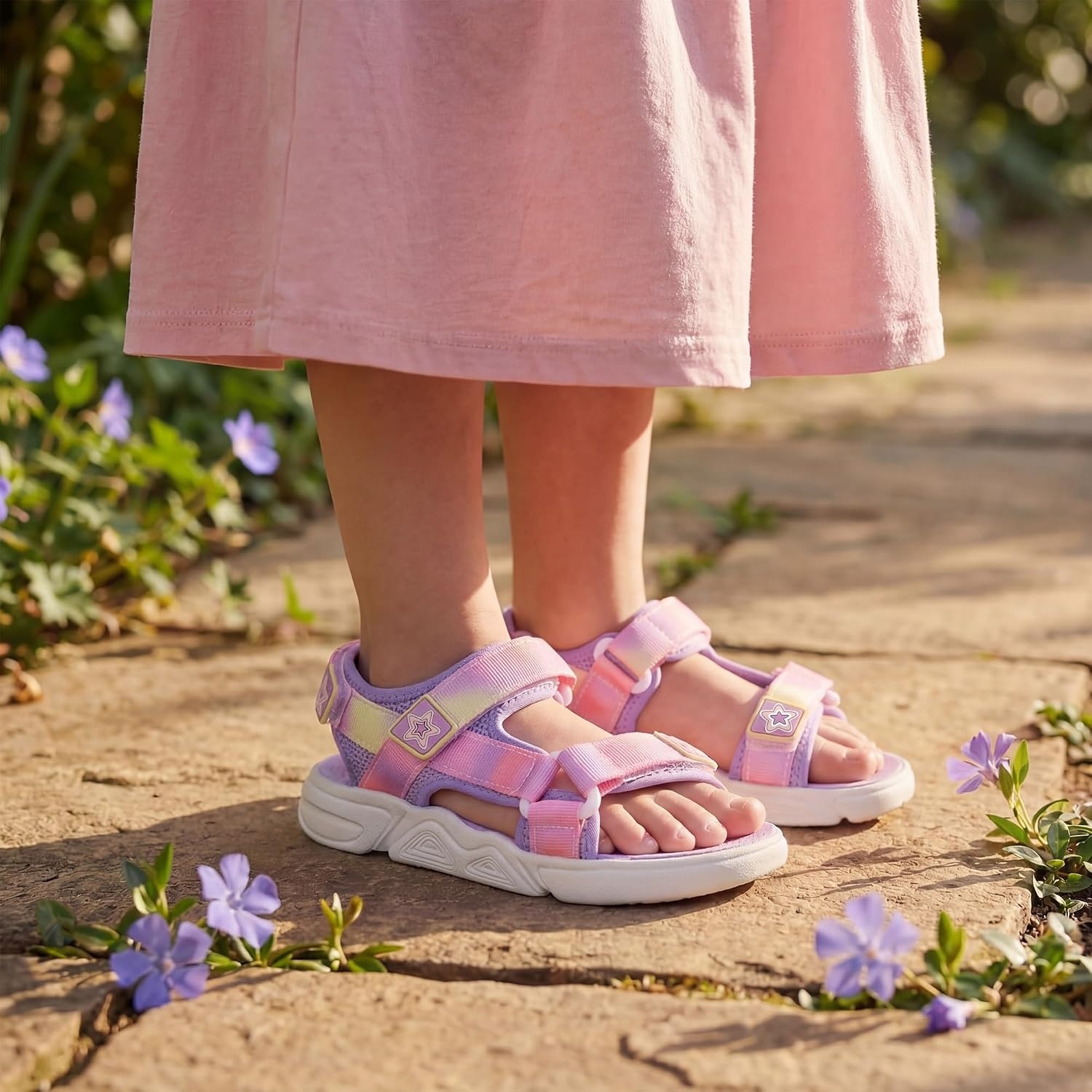 Stelle Boys Girls Summer Water Hiking Beach Open Toe Sport Sandals | Athletic Outdoor Play Everyday Casual Wear Adjustable Fit Breathable Comfort High-Traction Outsole Toddler to Big Kids(Sunset Glow)