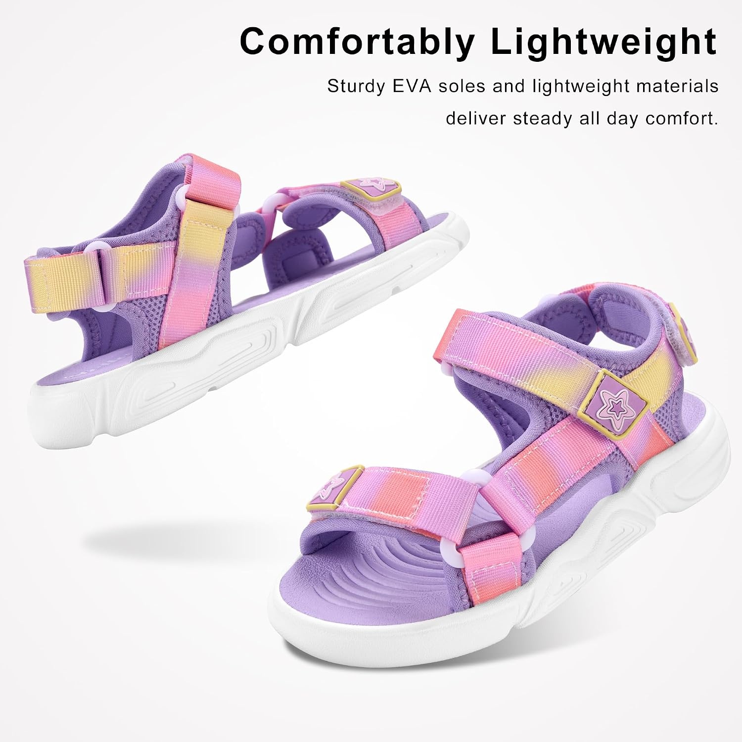 Stelle Boys Girls Summer Water Hiking Beach Open Toe Sport Sandals | Athletic Outdoor Play Everyday Casual Wear Adjustable Fit Breathable Comfort High-Traction Outsole Toddler to Big Kids(Sunset Glow)