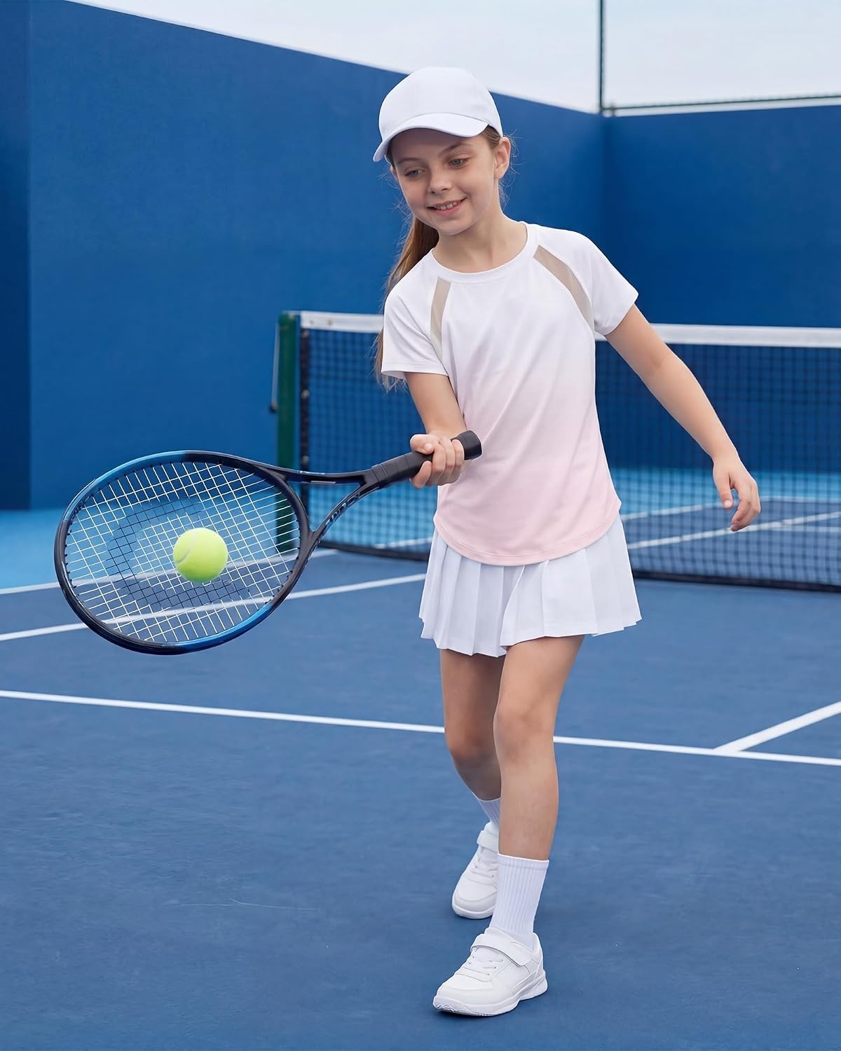 Stelle Girls Athletic Shirts Short Sleeve Crewneck T Shirts Active Sports Top Soccer Gym Workout Tshirt Summer Tees for Kid(Pink)