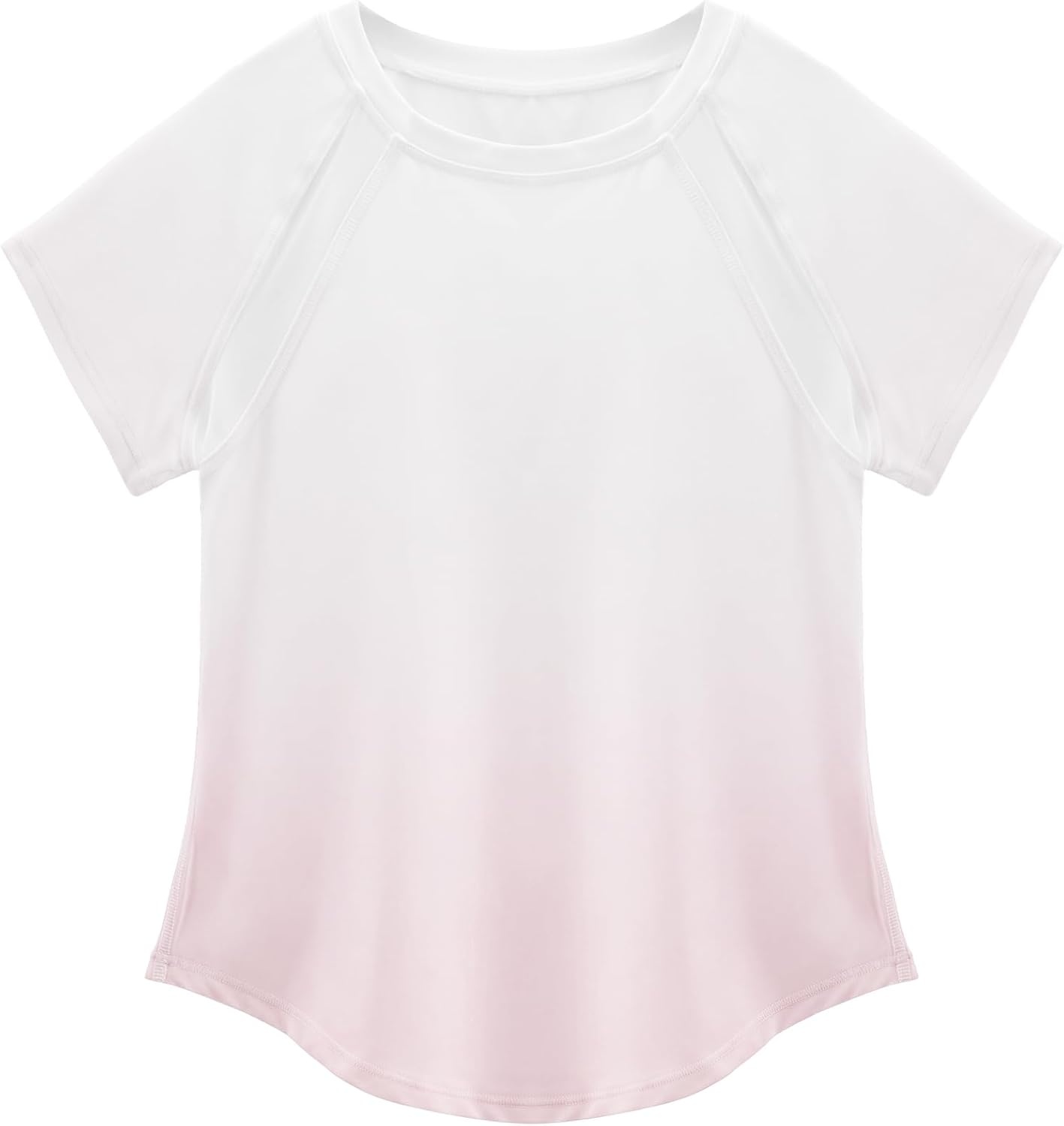 Stelle Girls Athletic Shirts Short Sleeve Crewneck T Shirts Active Sports Top Soccer Gym Workout Tshirt Summer Tees for Kid(Pink)