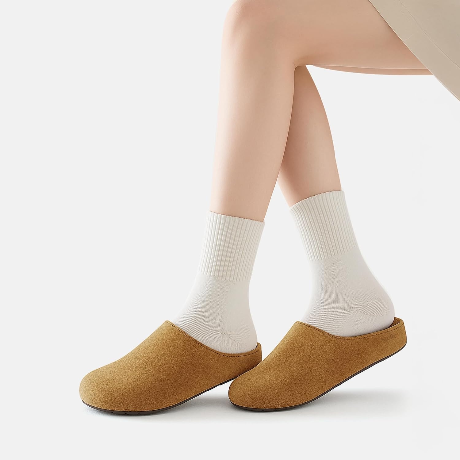 Stelle Clogs Women Mens Arch Support Suede Soft Cork Footbed Sandals Potato Shoes Slip on Home Slippers Non-Slip Comfort(A-caramel)
