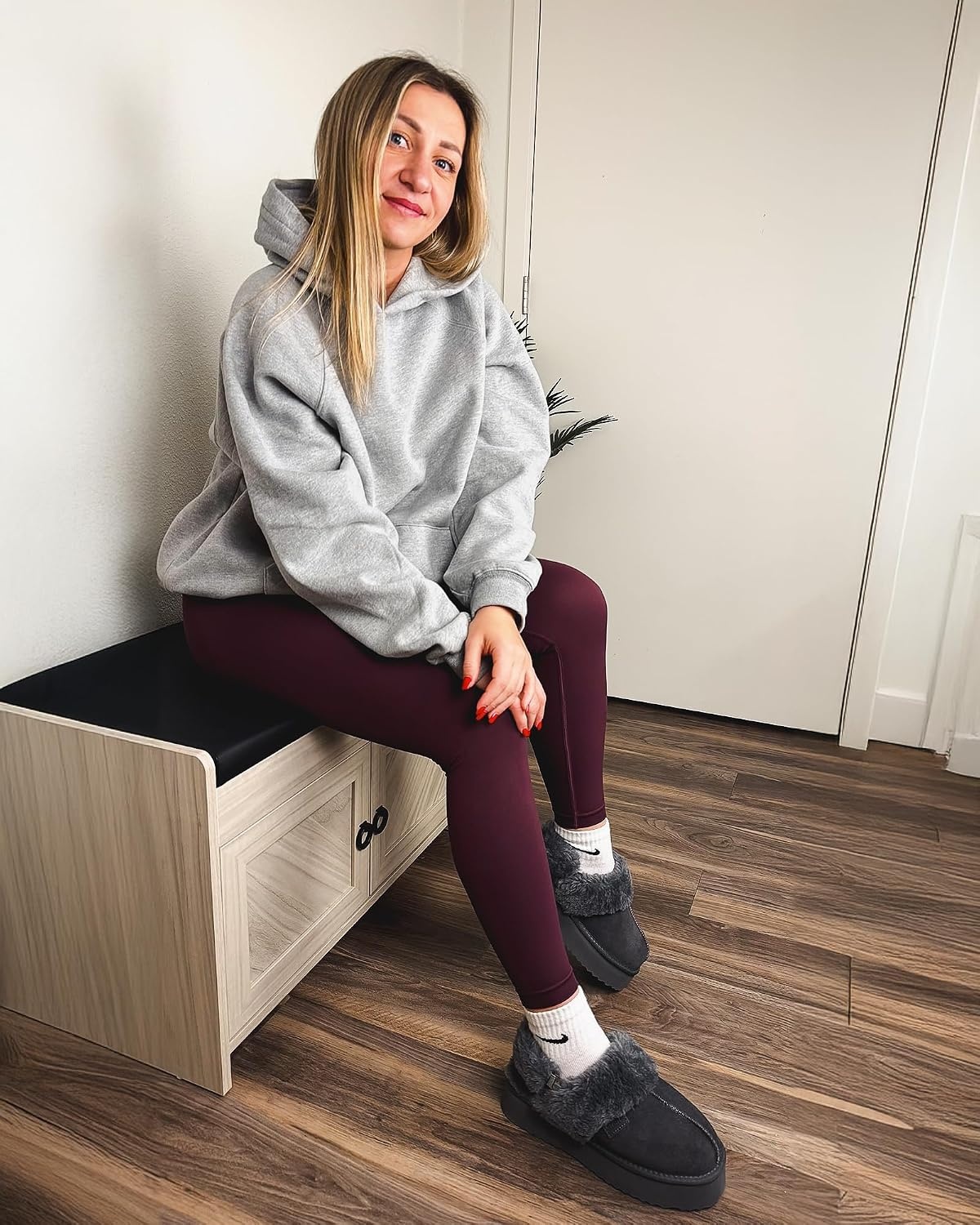 Stelle Fleece Hoodies for Women Long Sleeve Sweatshirts Comfy Pullover Outfits Casual Tops with Pockets(Light Grey)