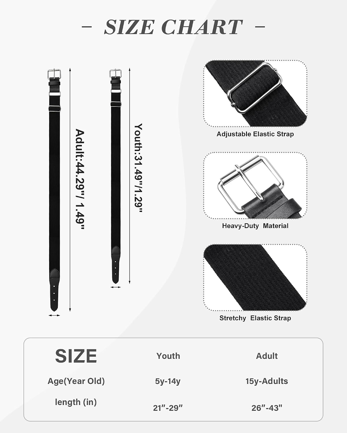Stelle Baseball Softball Belt Elastic Adjustable Girls Boys Youth Adults | Secure Metal Buckle, Comfortable Stretch Fit, Fastpitch, Tee Ball, Uniform, Practice, Game Day, Durable, Women, Men(Black)