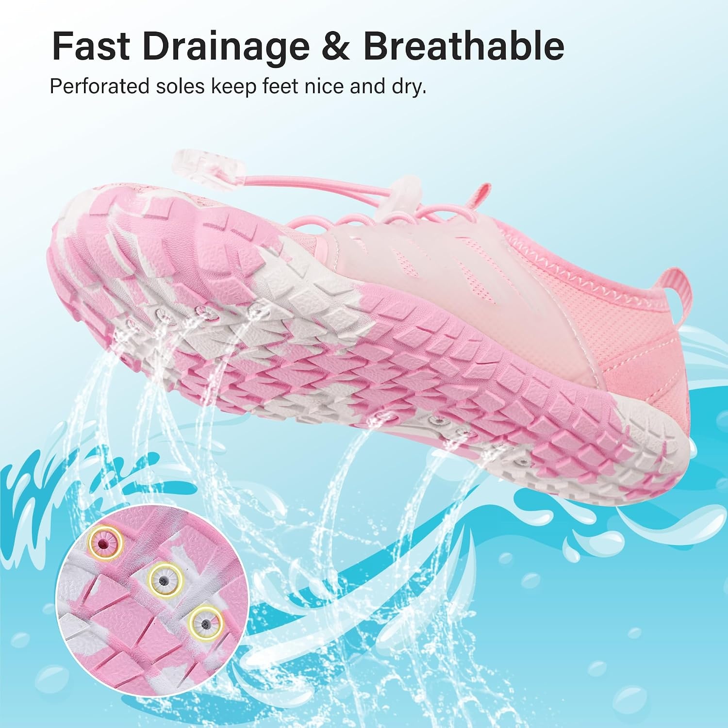 Stelle Kids Water Shoes TPU-Reinforced Barefoot | Non-Slip Quick Dry Packable Design with Cord-Lock Drawstring for Boys Girls-Beach Pool Hiking,Toddler to Big Kid(Pink)