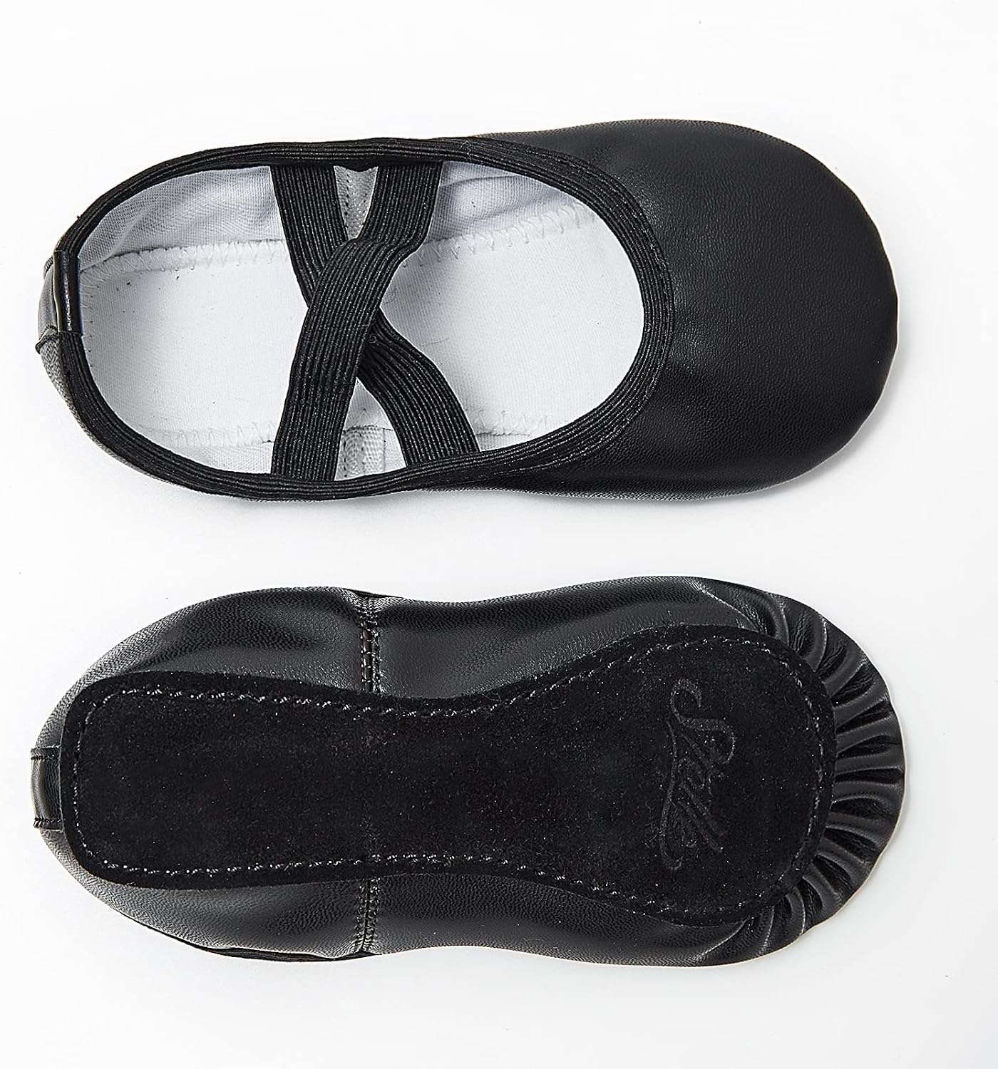 Stelle Ballet Shoes for Girls Soft Leather Dance Slippers Ballerina Shoes | Full suede sole, No-drawstring, Easy on and off, Comfortable fit, Beginner friendly, Ballet practice and performance(Black)