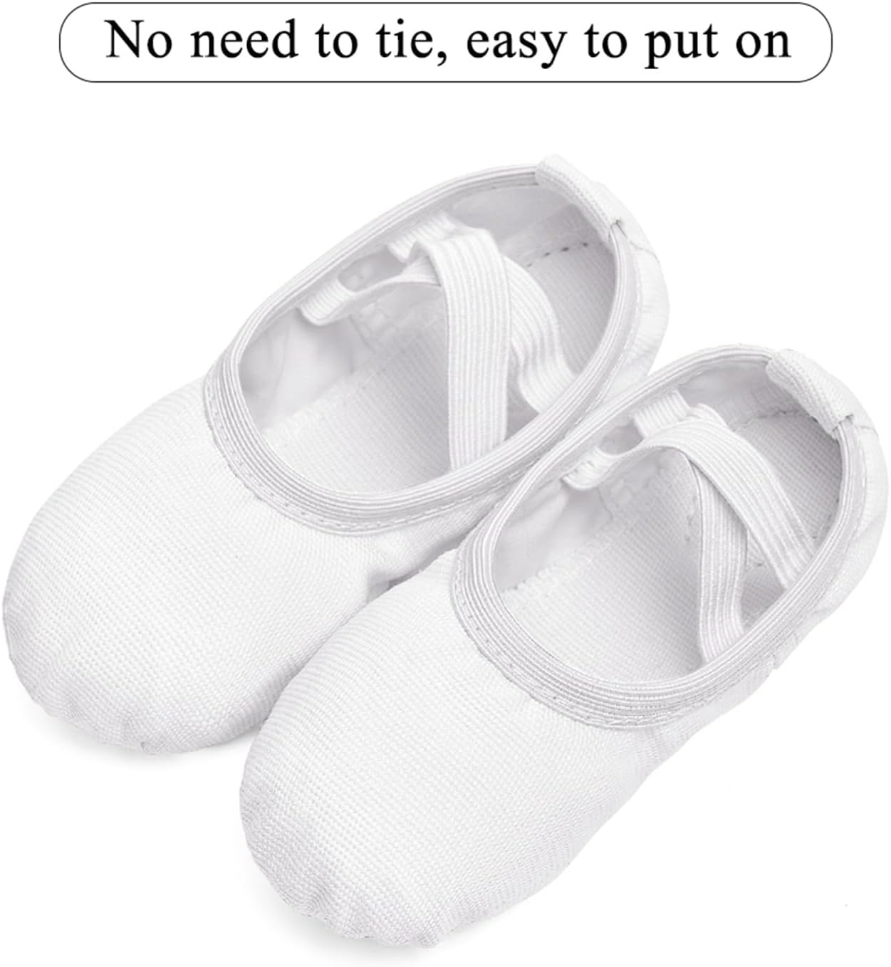 Stelle Canvas Ballet Shoes Toddler Girls No-Tie Split Sole Ballet Slippers(White)