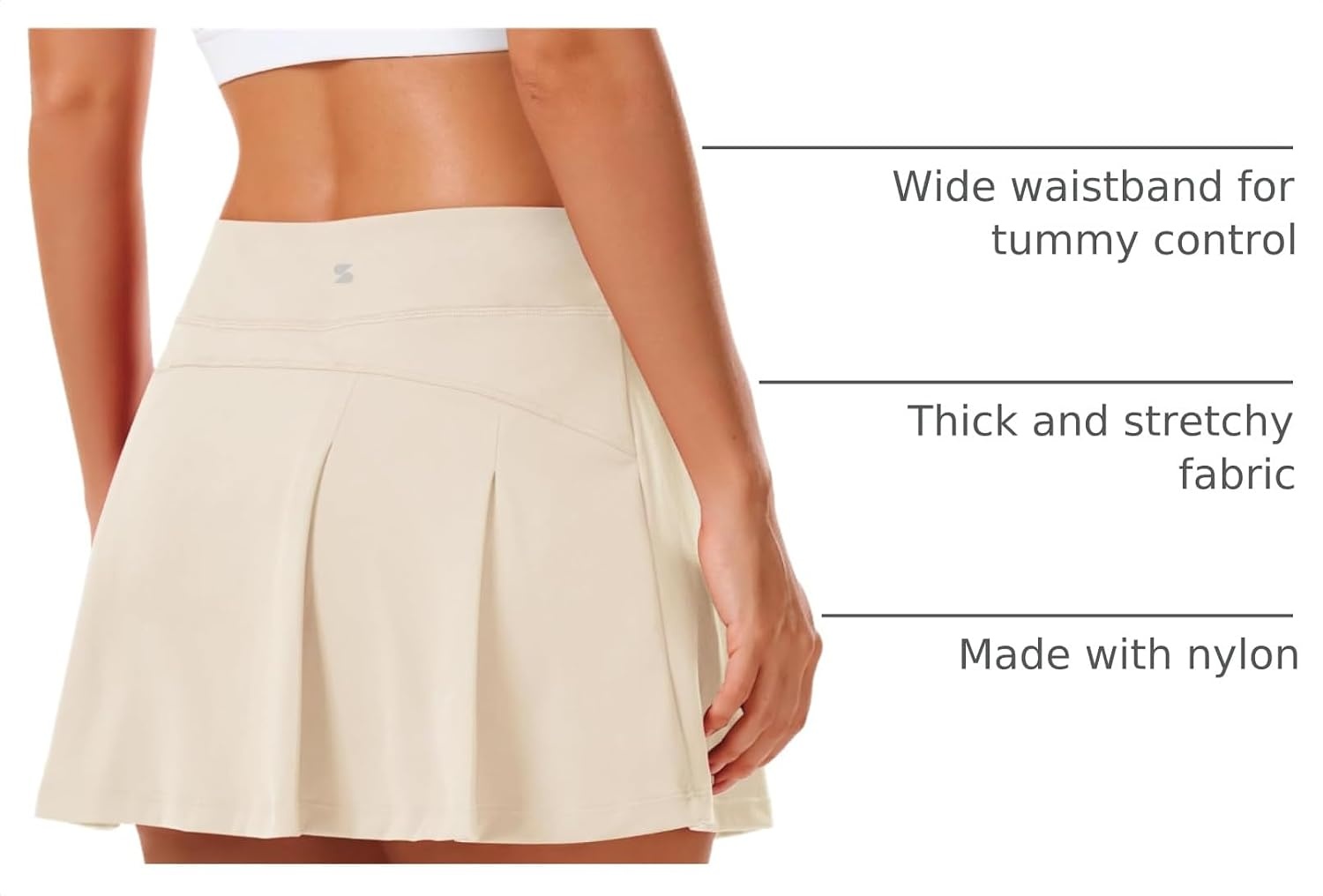 Stelle Women Tennis Skirt High Waisted Athletic Golf Skorts with Pockets(White Beige)