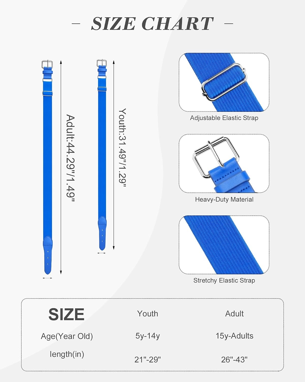 Stelle Baseball Softball Belt Elastic Adjustable Girls Boys Youth Adults | Secure Metal Buckle, Comfortable Stretch Fit, Fastpitch, Tee Ball, Uniform, Practice, Game Day, Durable, Women, Men(Royal Blue)