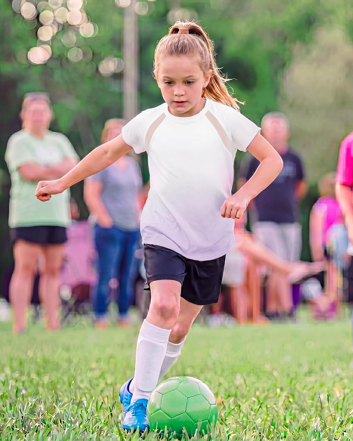 Stelle Athletic Shirts for Girls Short Sleeve Soccer Active Tshirts Kids(Lavender)