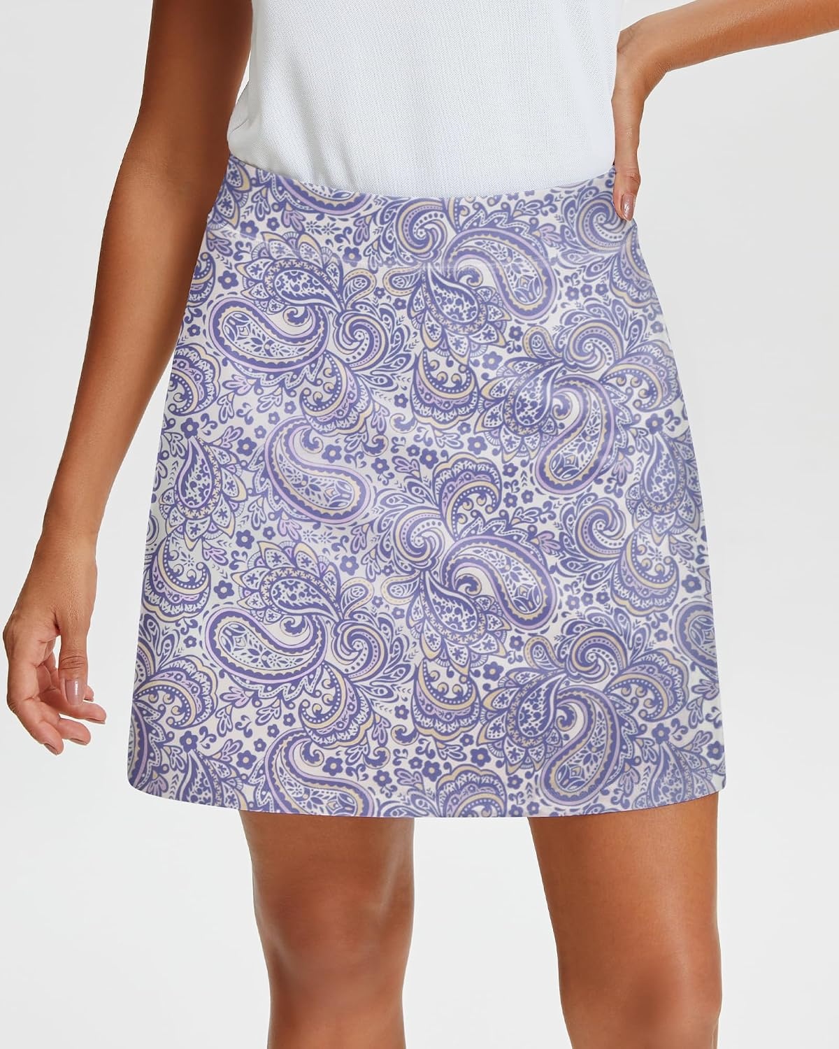 Stelle 17″ Golf Skirts for Women Pickleball Tennis Skorts with 2 Pockets(Porcelain Paisley Print)
