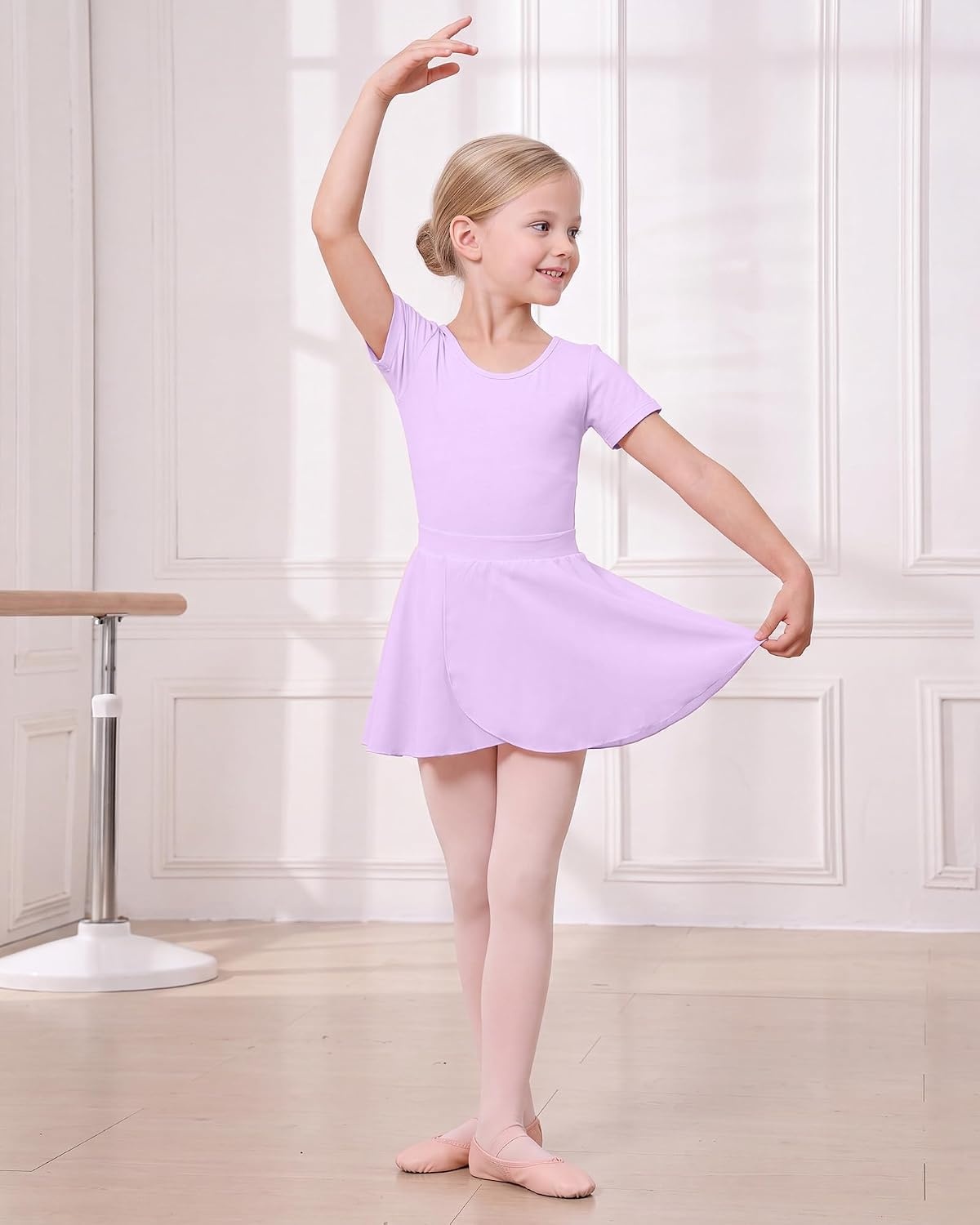 Stelle Girls Ballet Leotards Dance Outfits with Skirt and Footed Tights(01-lavender)