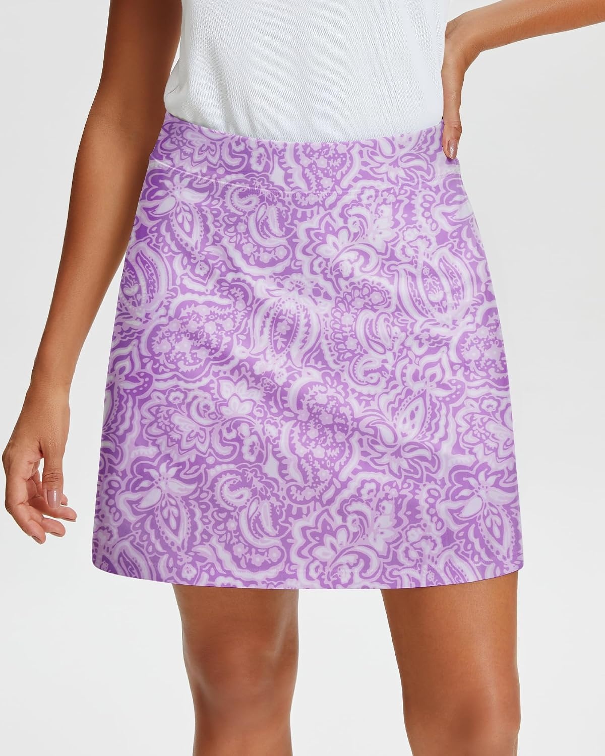 Stelle 17″ Golf Skirts for Women Pickleball Tennis Skorts with 2 Pockets(Lilac Paisley Print)