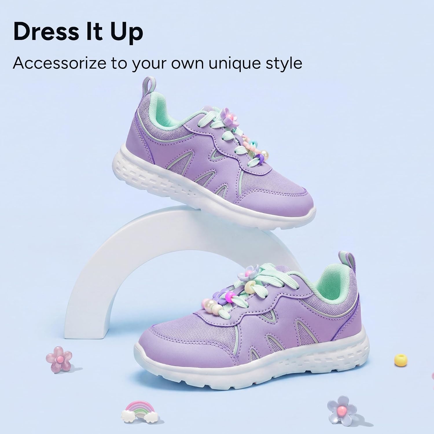 Stelle Girls Tennis Shoes with DIY Charms(Lavender+charms)