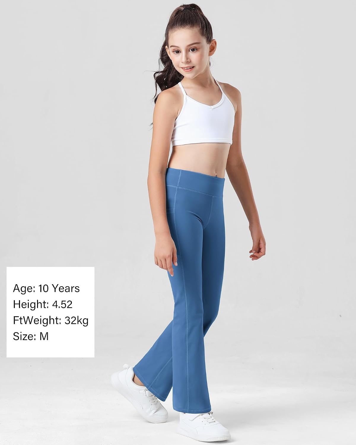 Stelle Girls Flare Leggings with Pockets High Waisted Bootcut Yoga Pants(03-b3-blue)