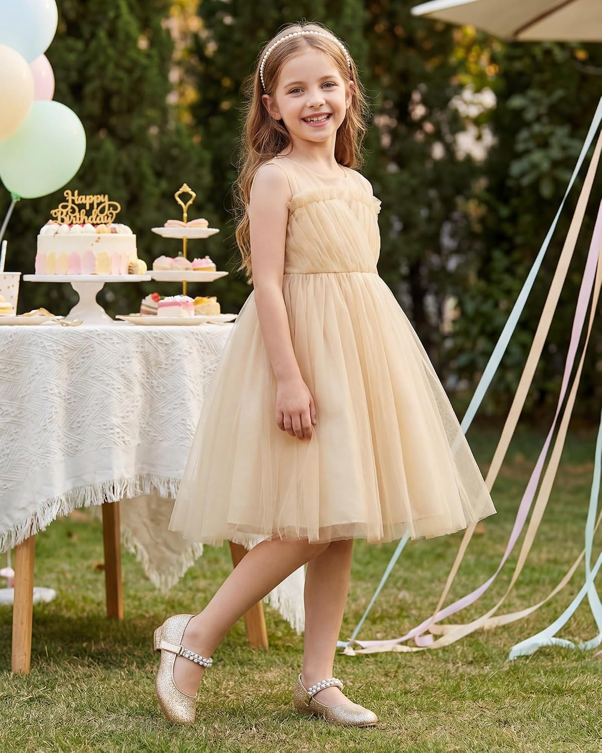 Stelle Girls Dress Shoes with Jeweled Strap for Wedding Flower Girl Party | Sparkling jewel strap, Cushioned comfort, Hook-and-loop closure, School, Dress occasions, Patent finish, Glitter finish(Gold)