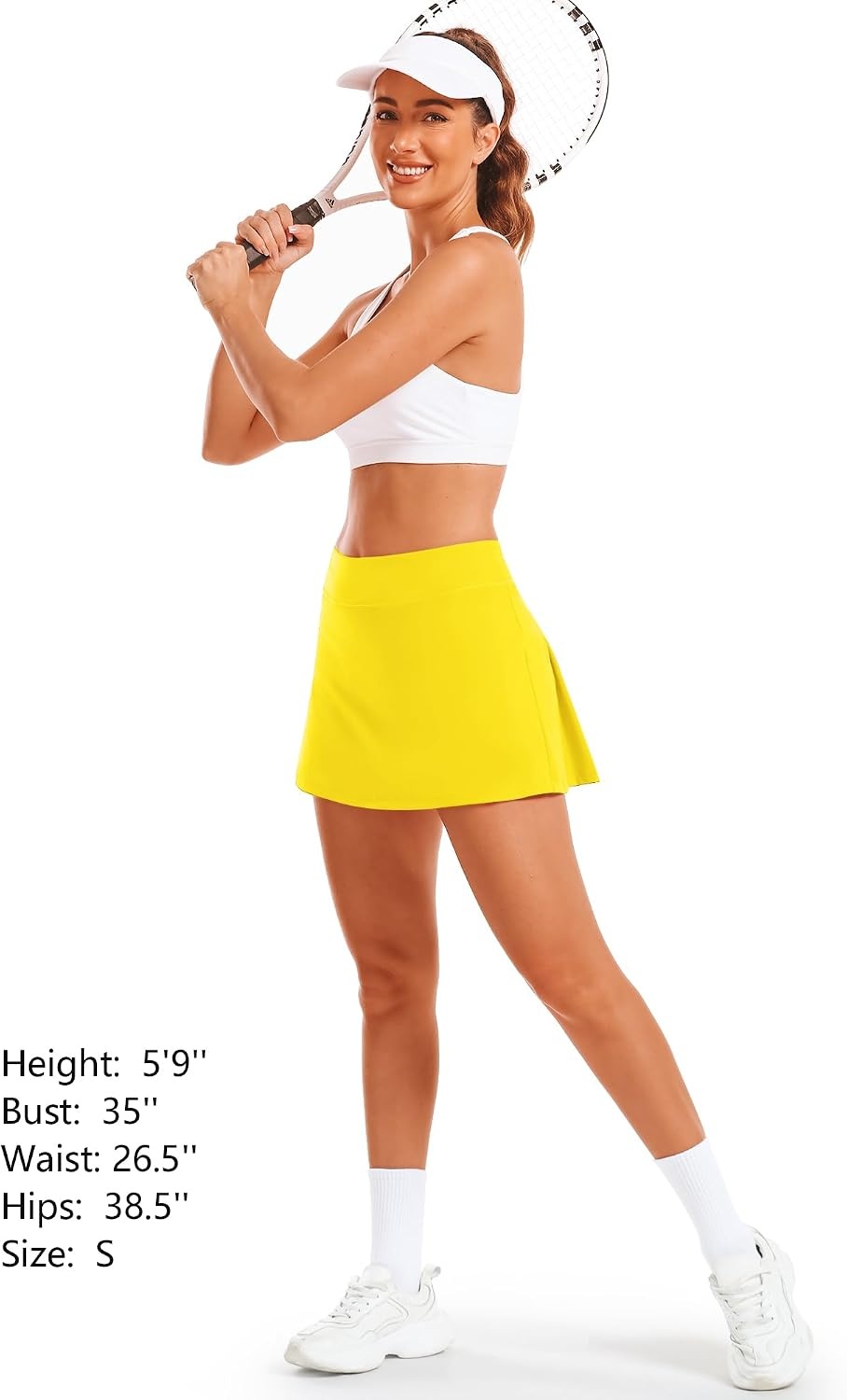 Stelle Women Tennis Skirt High Waisted Athletic Golf Skorts with Pockets(Yellow)