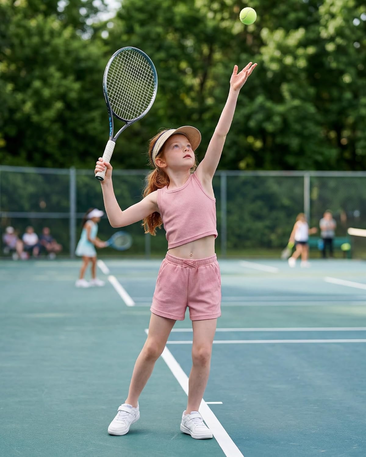 Stelle Girls 2 Piece Outfits Tank Top and Shorts with Pockets 5-15 Years(Dusty Rose)