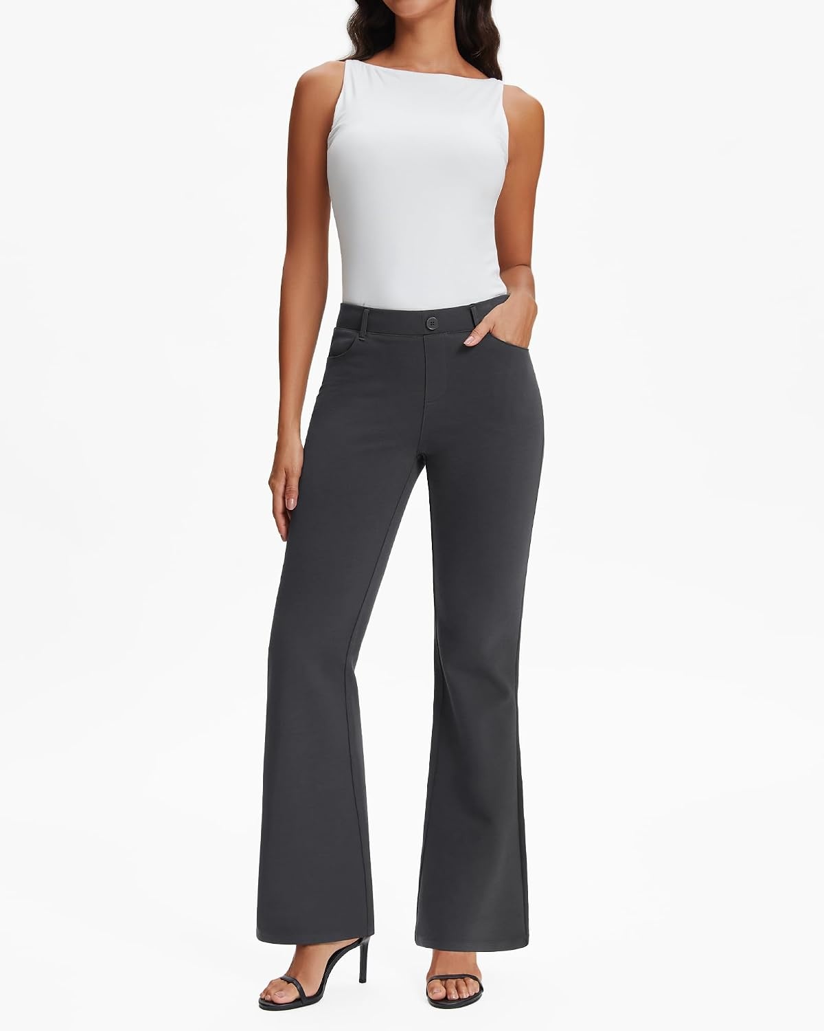 Stelle Women’s 30 Inch Bootcut Work Pants Stretch Business Casual Office(Charcoal)