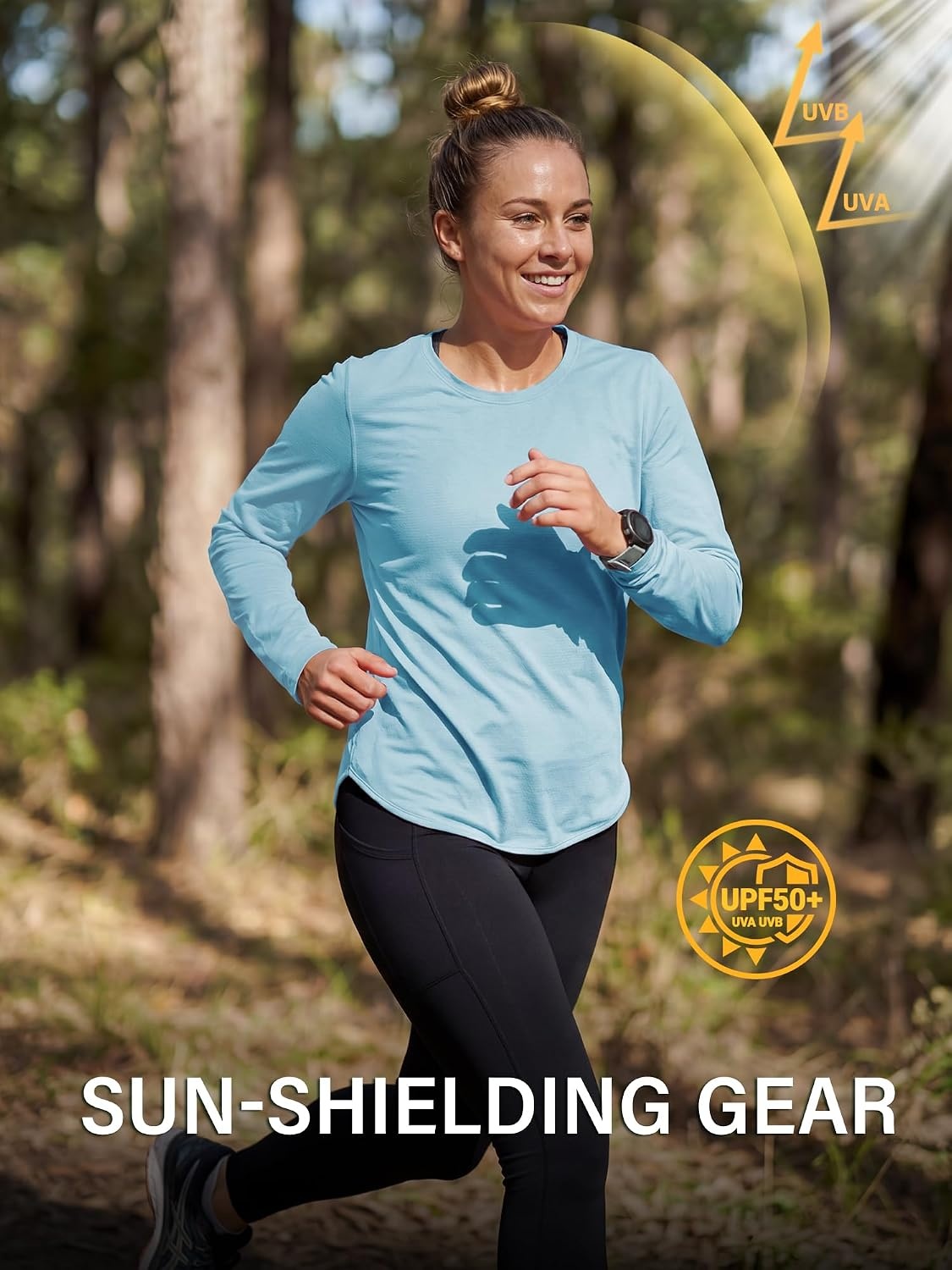 Stelle Women’s Long Sleeve Sun Shirts Quick Dry Workout Top(Sky Blue)