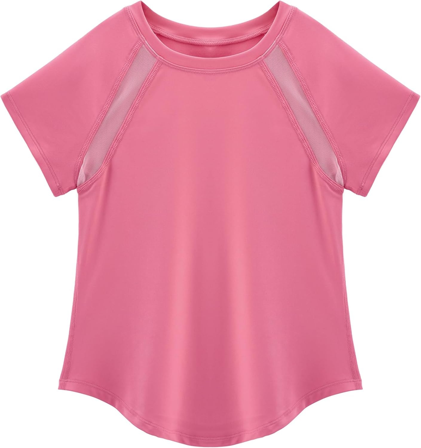 Stelle Girls Athletic Shirts Short Sleeve Crewneck T Shirts Active Sports Top Soccer Gym Workout Tshirt Summer Tees for Kid(Watermelon)