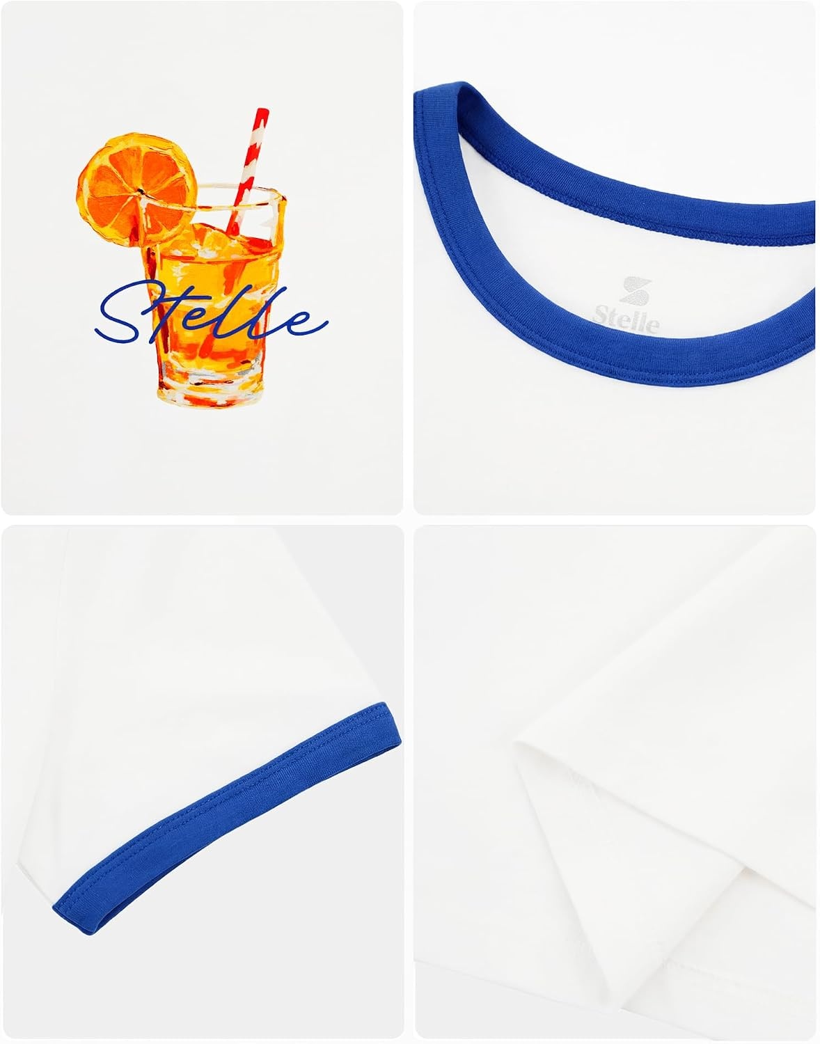 Stelle Girls Retro Graphic T Shirt Soft Stretch Crewneck for School(Oj Summer|white)