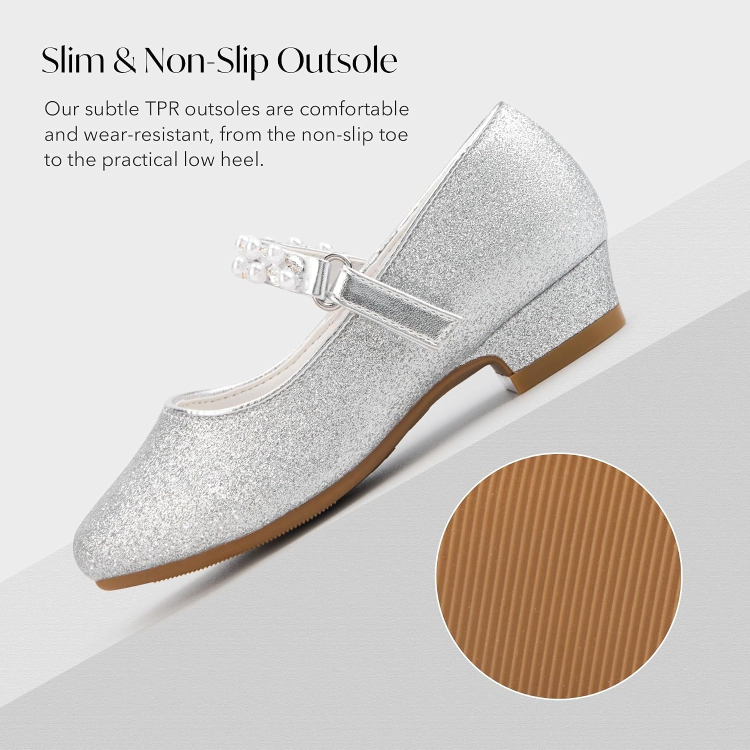 Stelle Girls Dress Shoes with Jeweled Strap for Wedding Flower Girl Party(Siliver2)