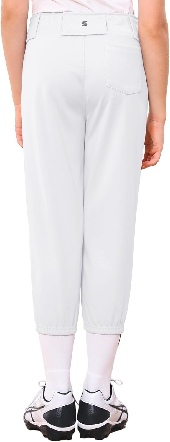 Stelle Girls’ Softball Pants Youth Kids Baseball Pants Fastpitch Pants with Pockets Boys Tee Ball(White)