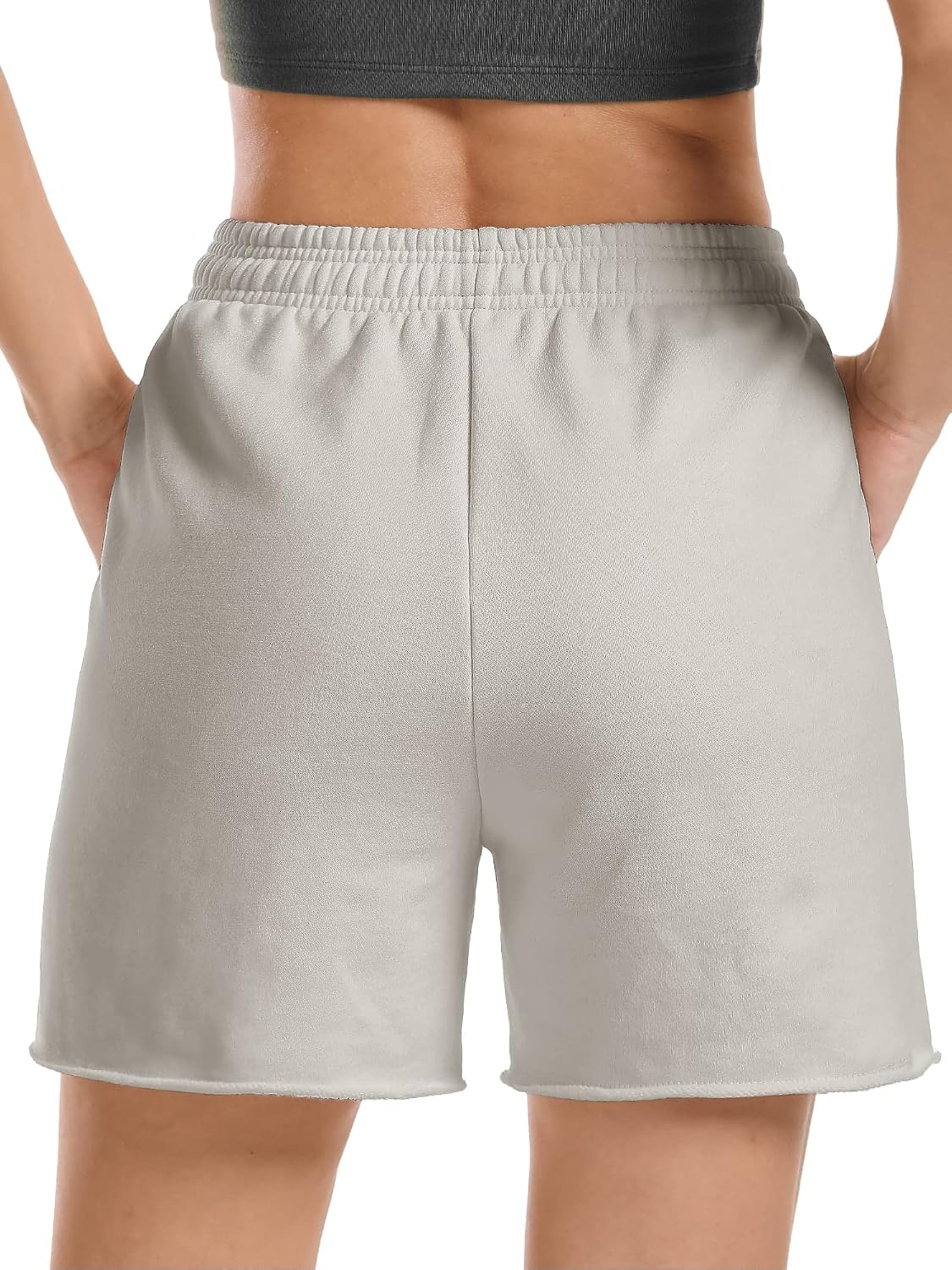 Stelle Women’s Sweat Shorts Casual Drawstring Shorts Comfy Cotton High Waisted Workout Lounge Shorts with Pockets(Light Gray (Sweat Shorts))