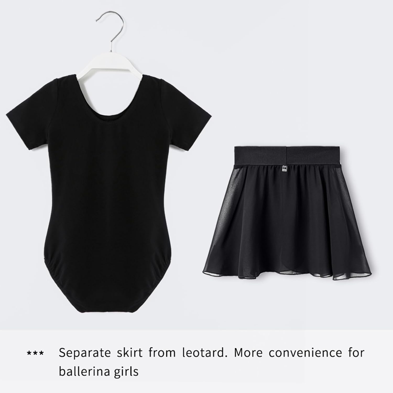 Stelle Girls Ballet Leotards Toddler Dance Outfit Combo with Pull on Skirt and Tights (Toddler/Little Kid/Big Kid)(01-black)