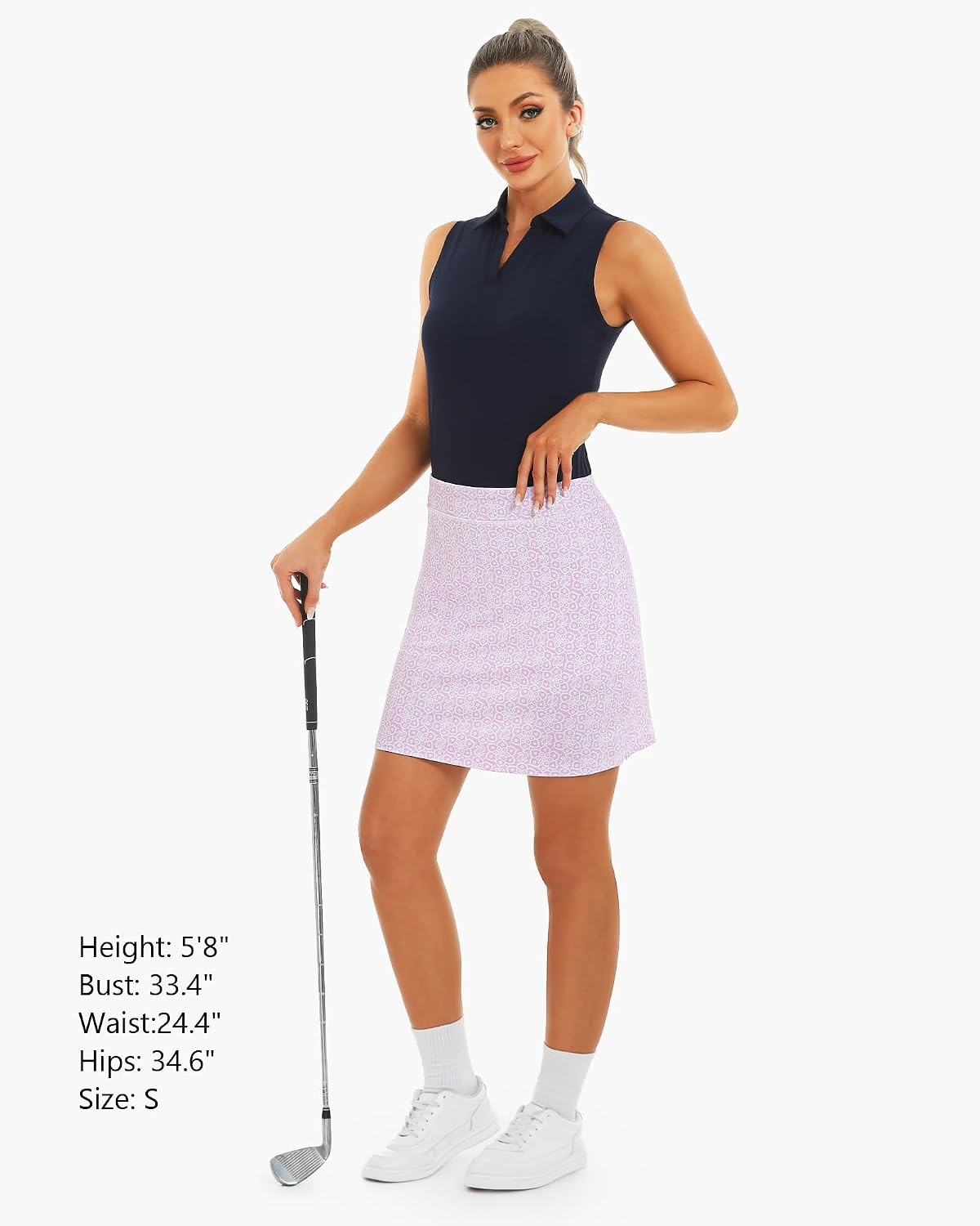 Stelle 17″ Golf Skirts for Women Pickleball Tennis Skorts with 2 Pockets | Athletic Skorts, High Waisted, Tummy Control, Built-In Shorts, Flattering Fit, Side Slits, Running(Paisley Bloom Print)
