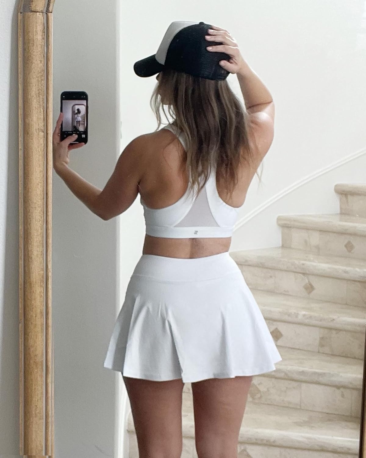 Stelle Women’s Tennis Golf Skirts High Waisted Athletic Skorts with Pockets(White)